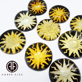 Cherry Amber Engraved Sun Round Shape Cabochons